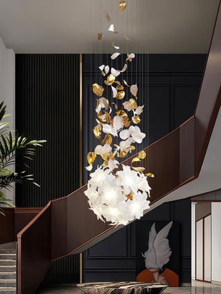 Araeos Lustre en Laiton Fleurs Volantes et Papillons
