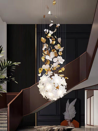 Araeos Lustre en Laiton Fleurs Volantes et Papillons