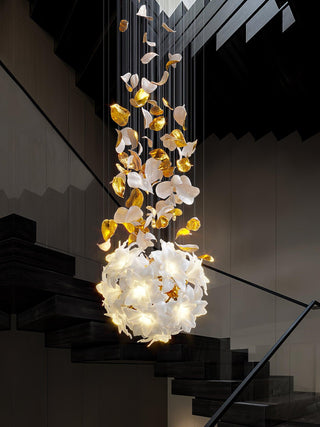 Araeos Lustre en Laiton Fleurs Volantes et Papillons