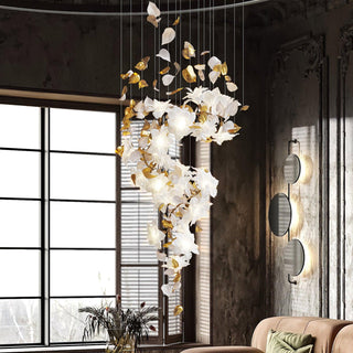 Araeos Lustre en Laiton Fleurs Volantes et Papillons