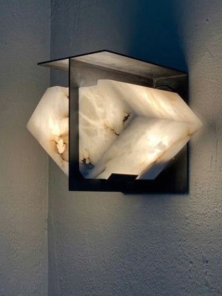 Folded Halo Alabaster Wall Sconce-Neutral Decor