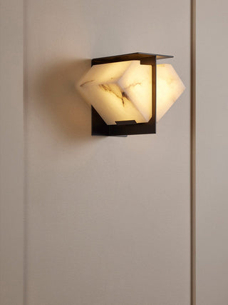 Folded Halo Alabaster Wall Sconce-Neutral Decor