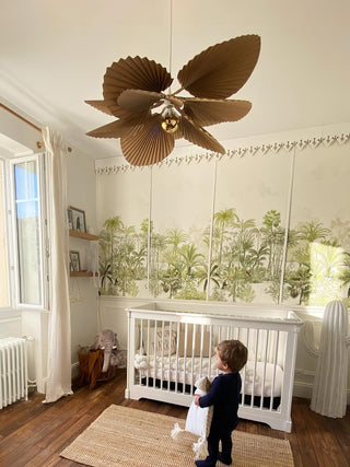 Lustra Suspension Lampe Feuille de Lotus en Papier Pliée Florale-Luire