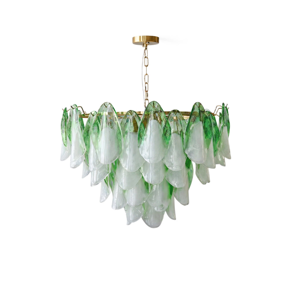 Foliage Glass Chandelier in a grand living room setting