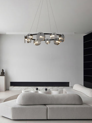 Lustra Lustre en Verre Fumé et Noir