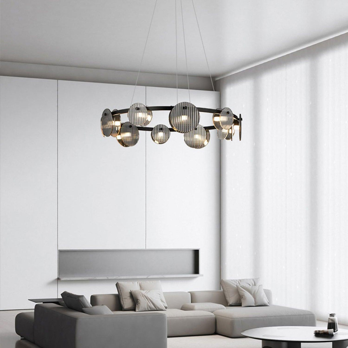 Kellona Lustre en Verre Fumé et Noir