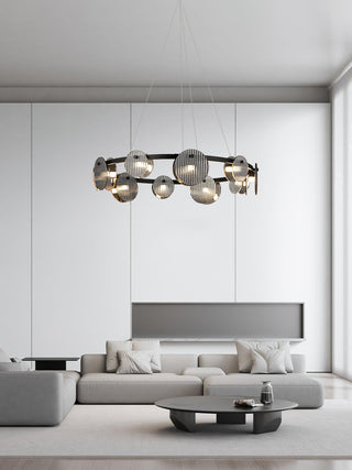 Lustra Lustre en Verre Fumé et Noir