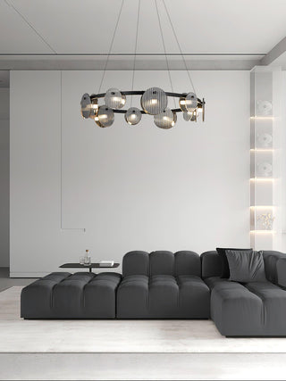 Lustra Lustre en Verre Fumé et Noir