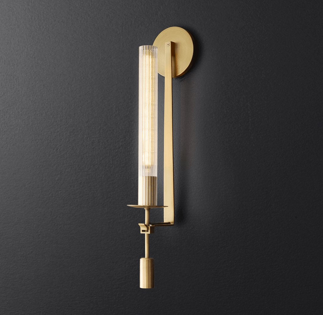 Marilia Applique Murale Laiton Minimaliste Verre Cannelé