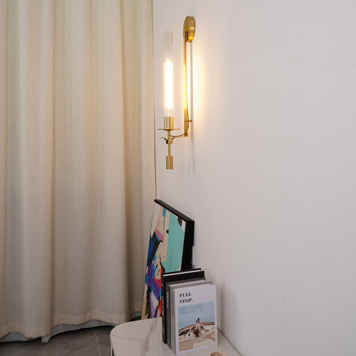 Marilia Applique Murale Laiton Minimaliste Verre Cannelé
