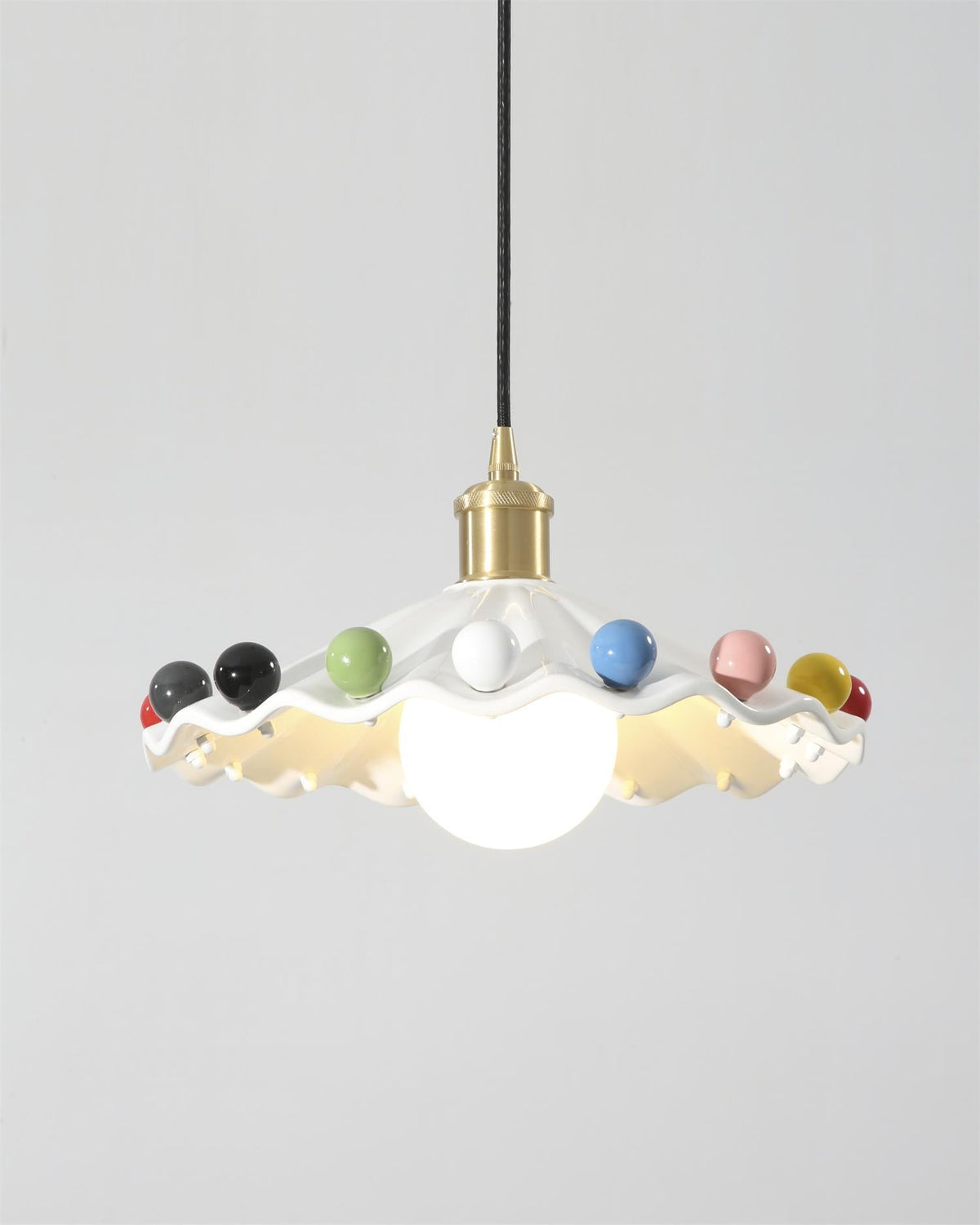 Solvira Pendant Lamp Wavy Ceramic Shade-Neutral Decor