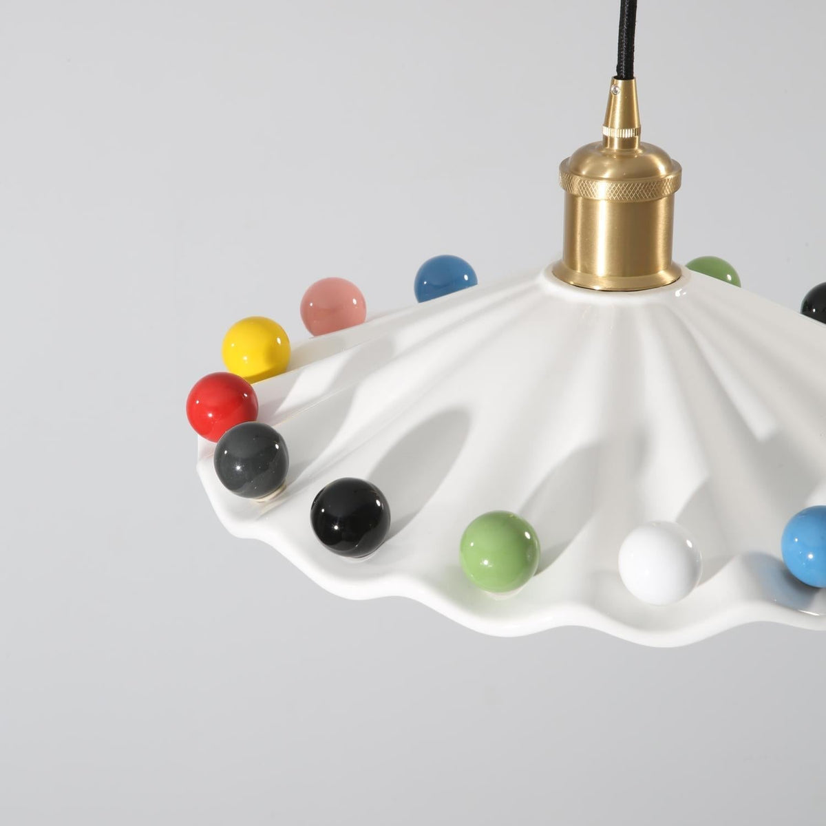 Solvira Pendant Lamp Wavy Ceramic Shade-Neutral Decor