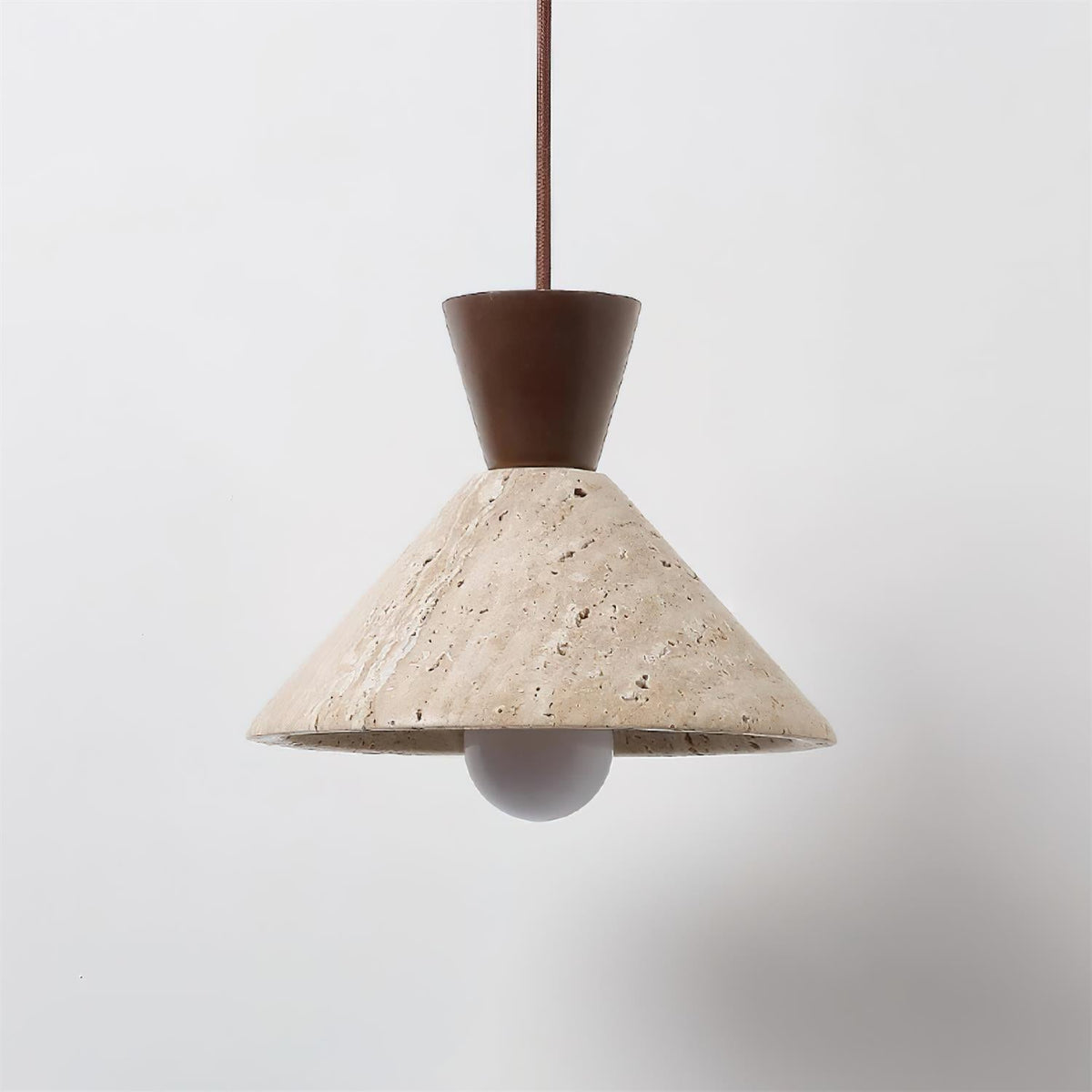 Caliva Pendant Lamp Travertine Hat Shape Natural-Neutral Decor