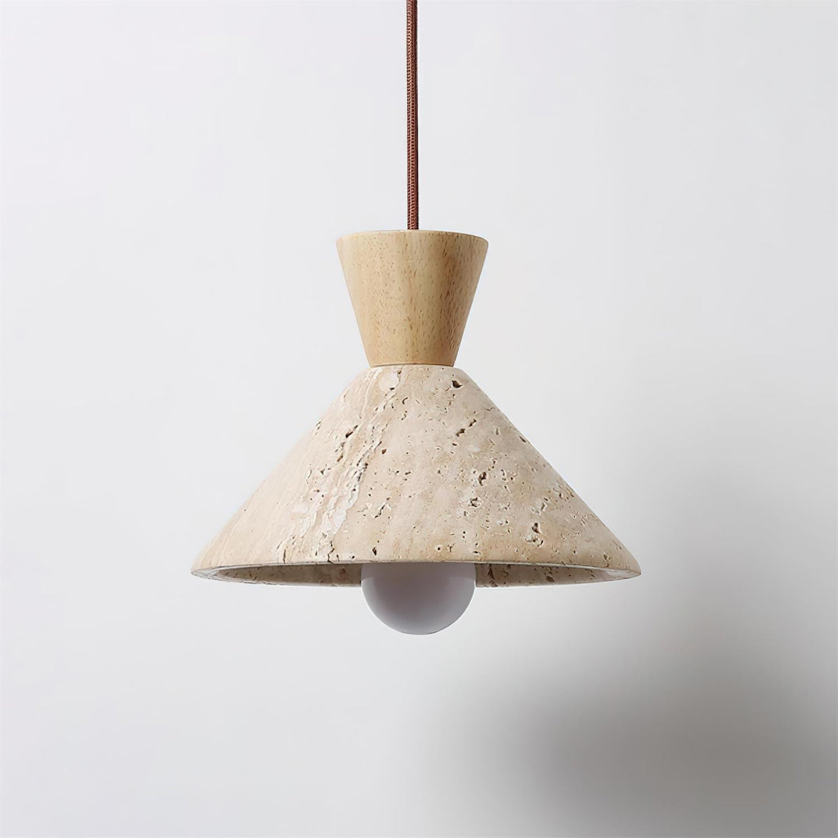 Caliva Pendant Lamp Travertine Hat Shape Natural-Neutral Decor