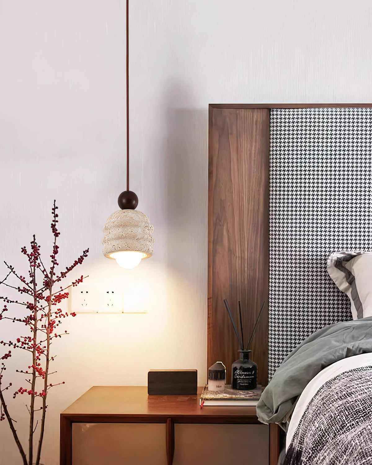 Ritta Travertine Ripple Pendant Light-Neutral Decor