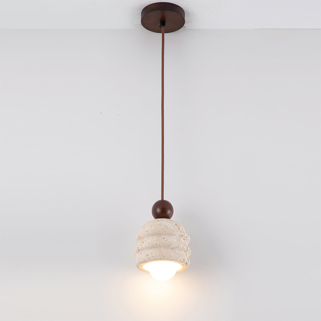 Ritta Travertine Ripple Pendant Light-Neutral Decor