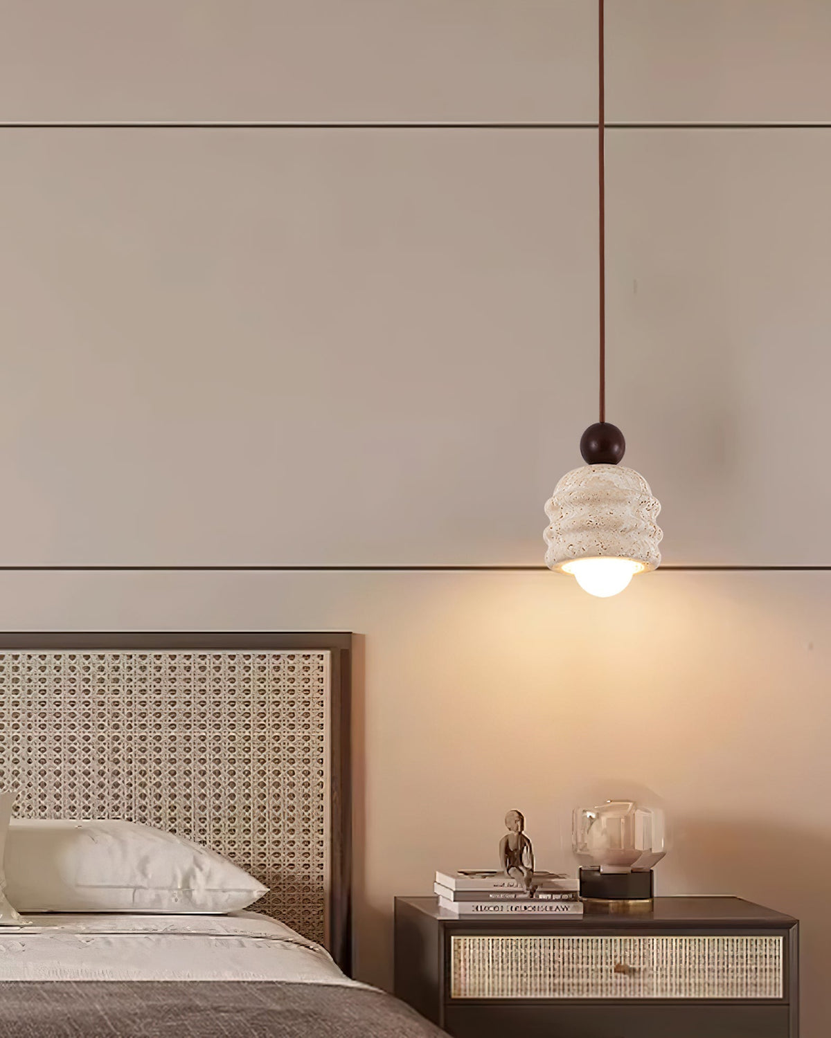 Ritta Travertine Ripple Pendant Light-Neutral Decor