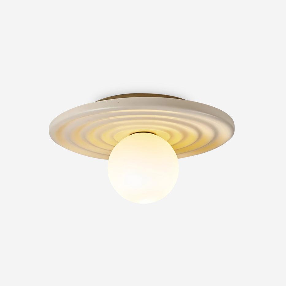 Ceiling Light Metal Body Resin Rippled Canopy Organic Minimalist-Neutral Decor