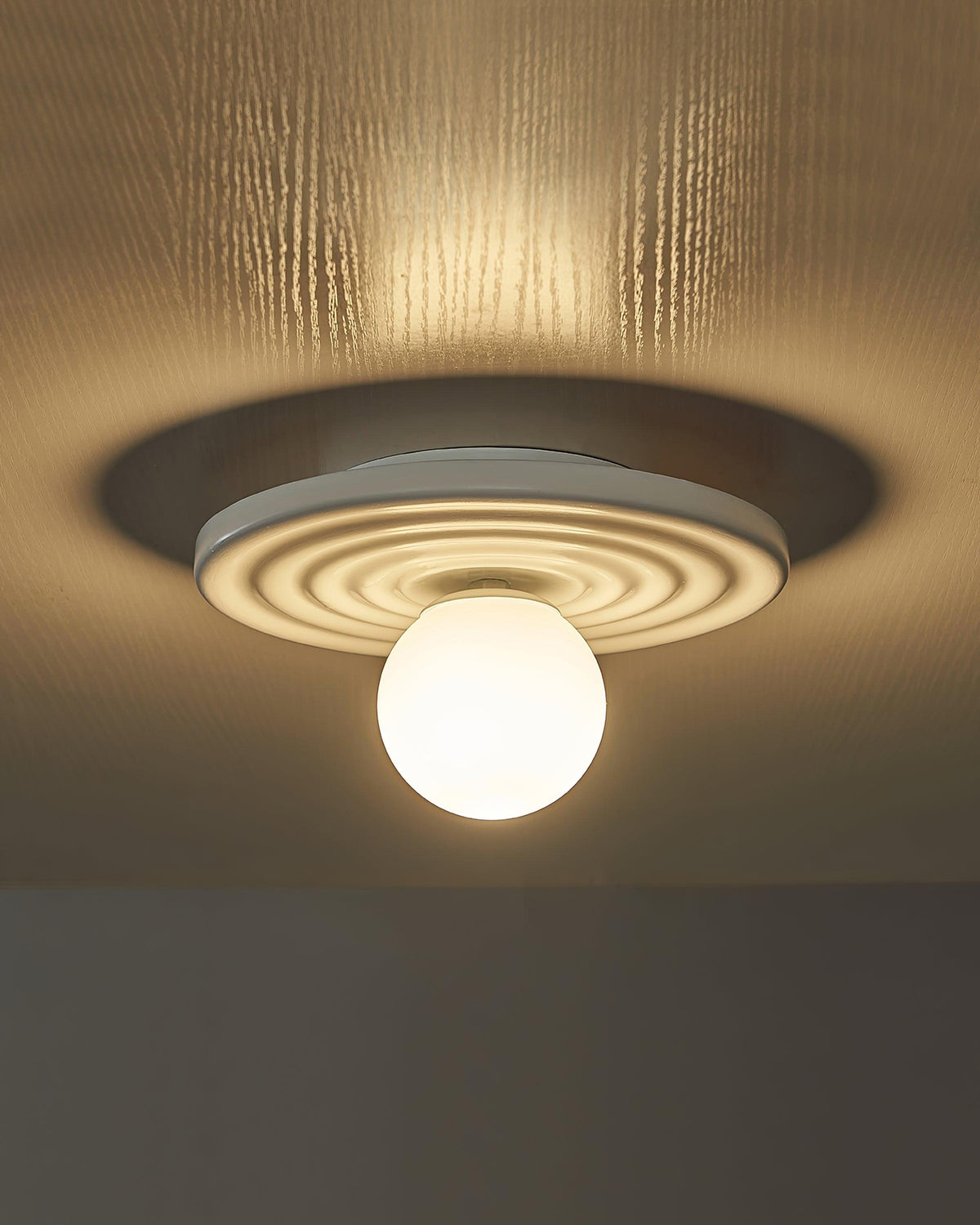 Ceiling Light Metal Body Resin Rippled Canopy Organic Minimalist-Neutral Decor