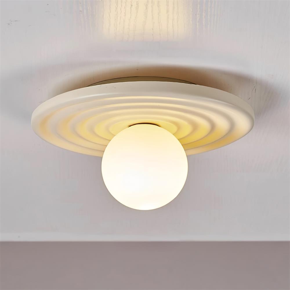 Ceiling Light Metal Body Resin Rippled Canopy Organic Minimalist-Neutral Decor
