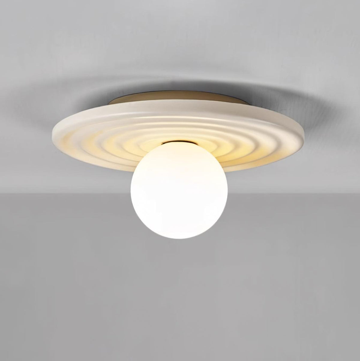 Ceiling Light Metal Body Resin Rippled Canopy Organic Minimalist-Neutral Decor