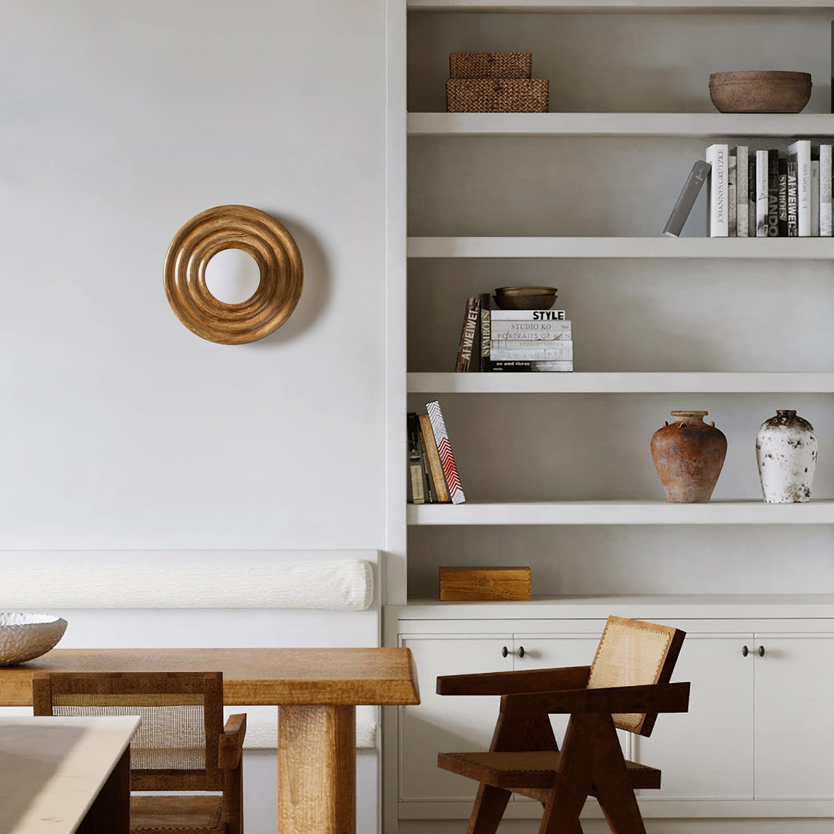 Ceiling Light Metal Body Resin Rippled Canopy Organic Minimalist-Neutral Decor