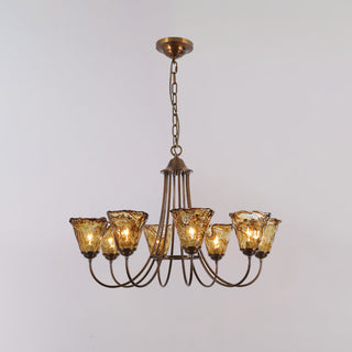 Ilsilis Lustre Métal Laiton Ambre Vintage Industriel
