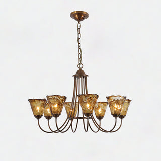 Ilsilis Lustre Métal Laiton Ambre Vintage Industriel