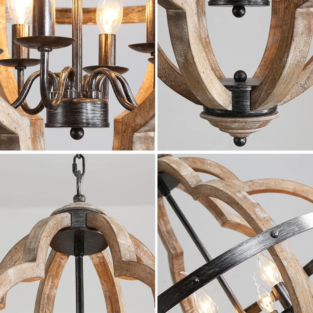 Cilorora Suspension Vintage Industrielle Bois Métal