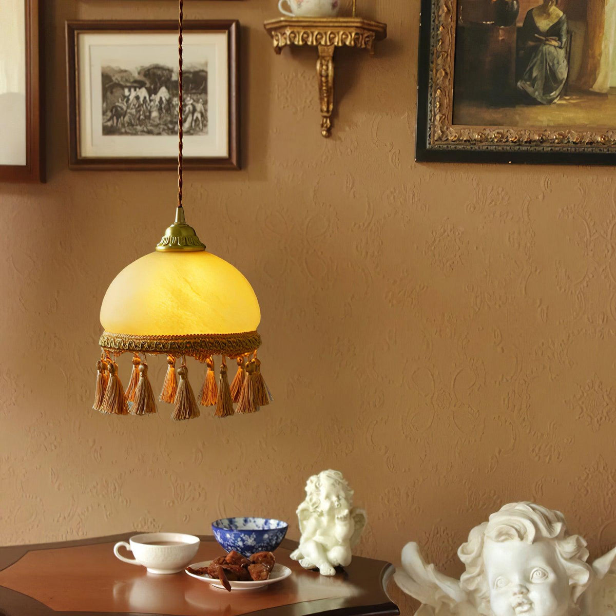 Reneira Suspension en Tissu avec Franges et Guirlande