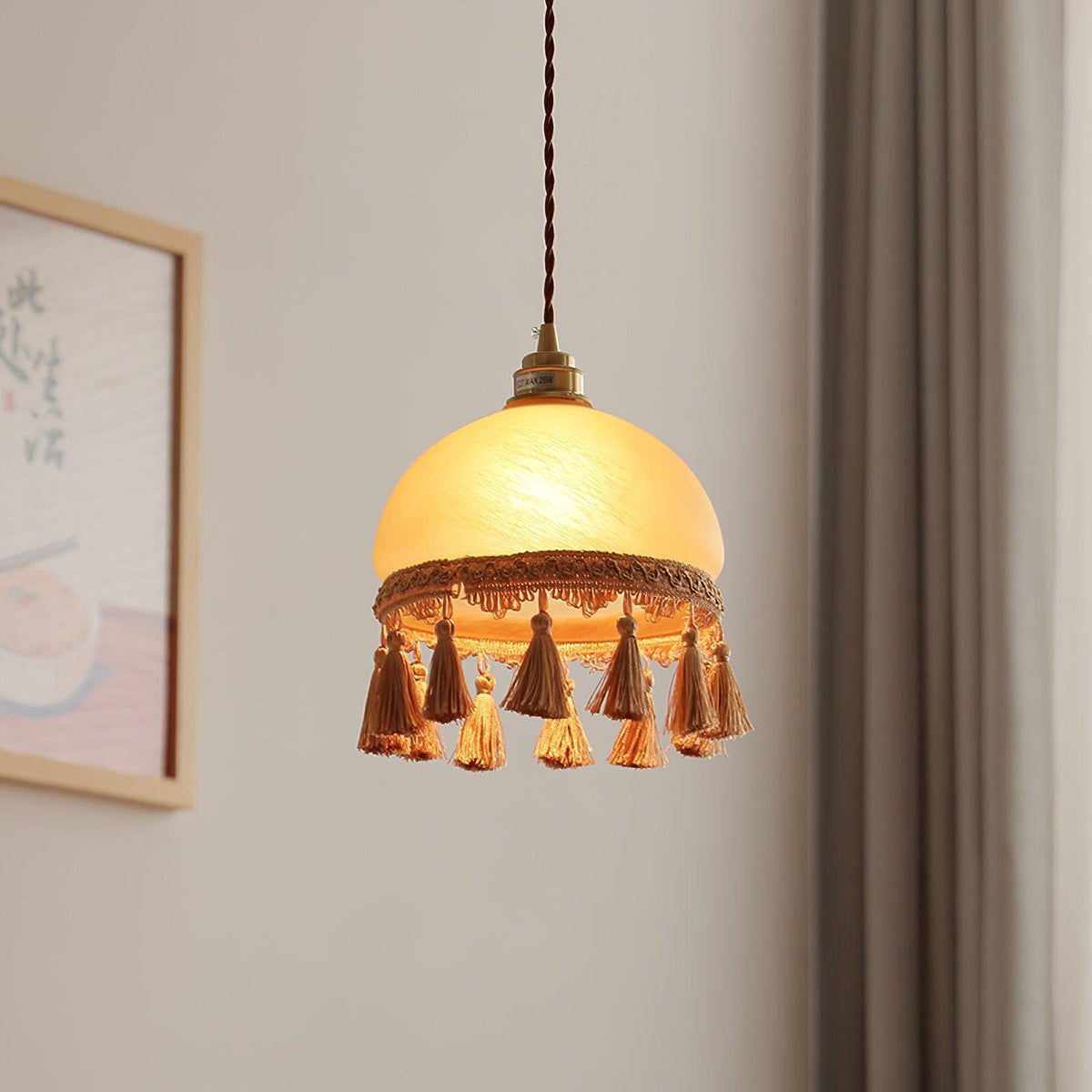 Reneira Suspension en Tissu avec Franges et Guirlande