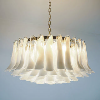 Aurora Lustre Pétale en Verre de Murano Blanc Élégant