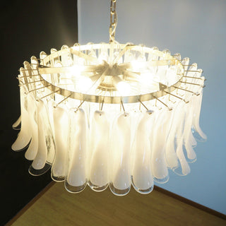 Aurora Lustre Pétale en Verre de Murano Blanc Élégant