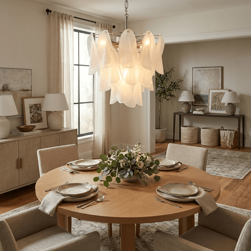 Fuchsia Chandelier-Neutral Decor