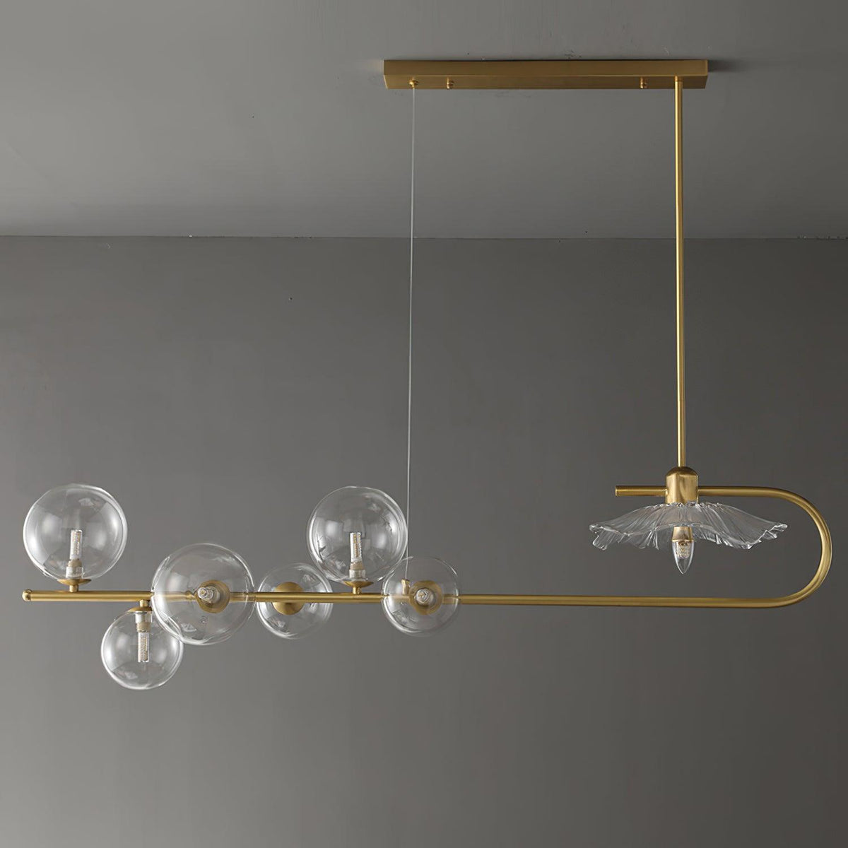 Casius Suspension en Verre Doré Laiton