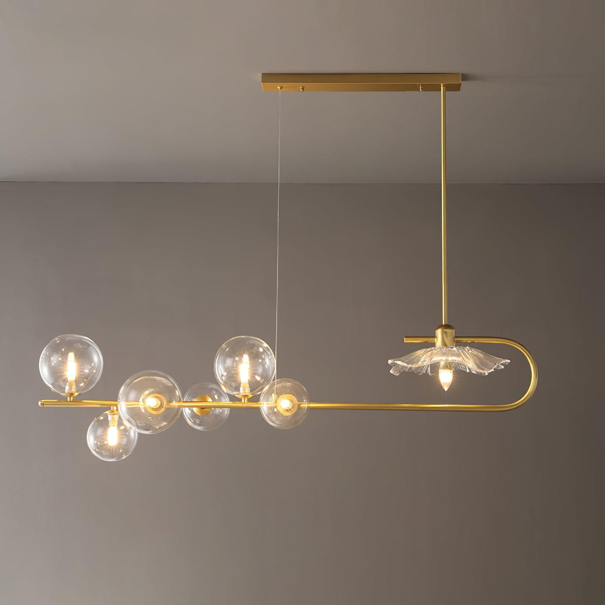 Casius Suspension en Verre Doré Laiton