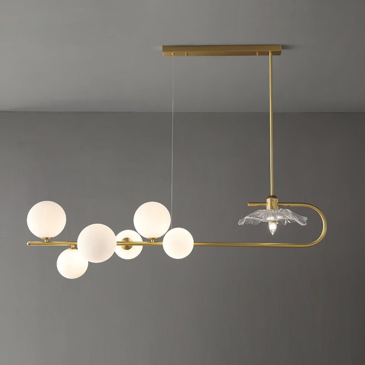 Casius Suspension en Verre Doré Laiton