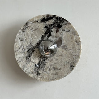 Zeno Applique Murale Ronde en Chrome, Marbre et Métal Style Minimaliste Moderne