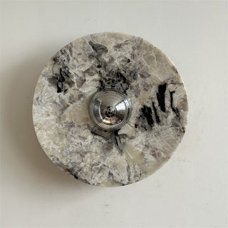 Zeno Applique Murale Ronde en Chrome, Marbre et Métal Style Minimaliste Moderne