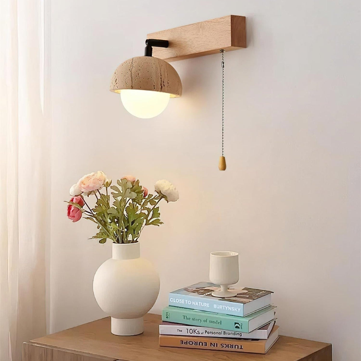 Gevon Travertine Wall Lamp-Neutral Decor