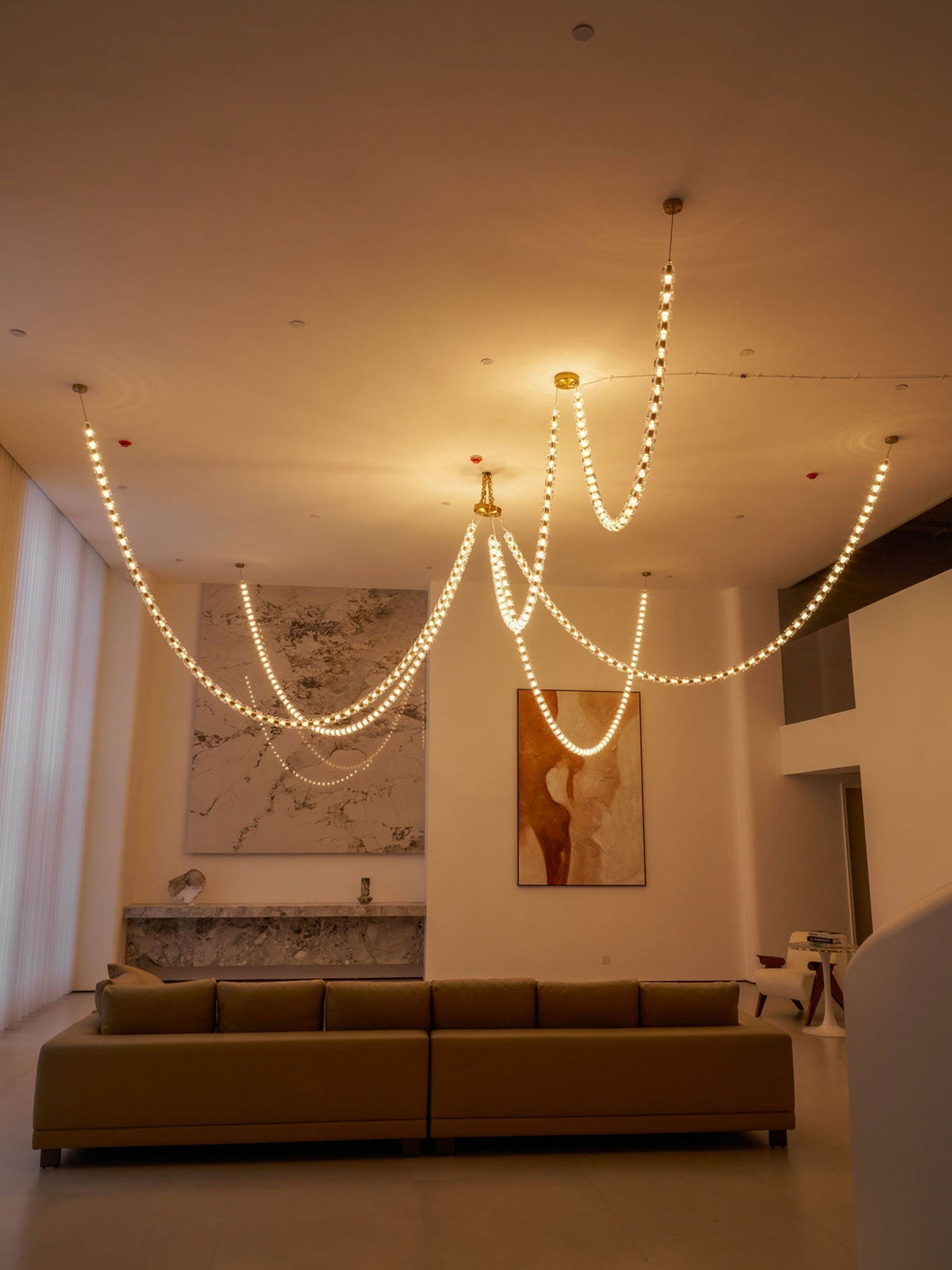 Celio Lustre Cristal Doré LED 3-Lignes