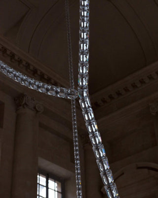 Lustra Lustre Chrome Cristal Entrelacé Lignes