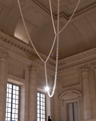 Lustra Lustre Chrome Cristal Entrelacé Lignes
