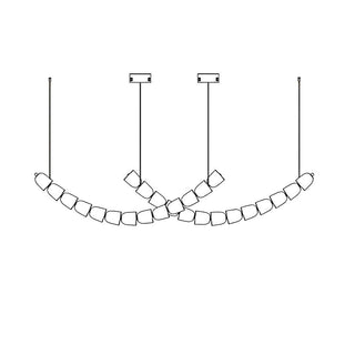 Lustra Lustre Cristal Doré LED 3-Lignes