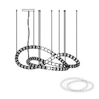 Lustra Lustre Chrome Cristal Entrelacé Lignes