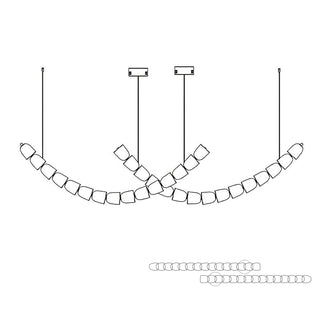 Lustra Lustre Chrome Cristal Entrelacé Lignes