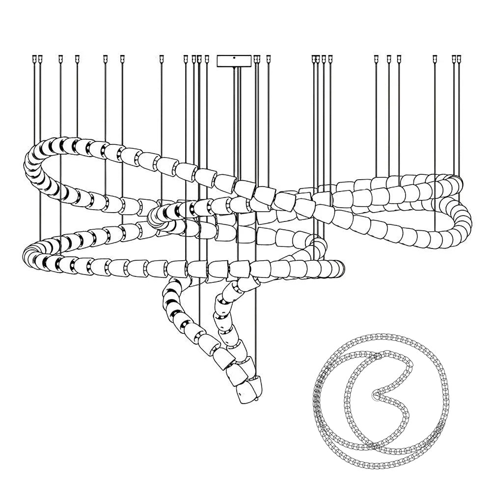 Renuna Lustre Chrome Cristal Entrelacé Lignes