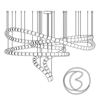 Lustra Lustre Chrome Cristal Entrelacé Lignes