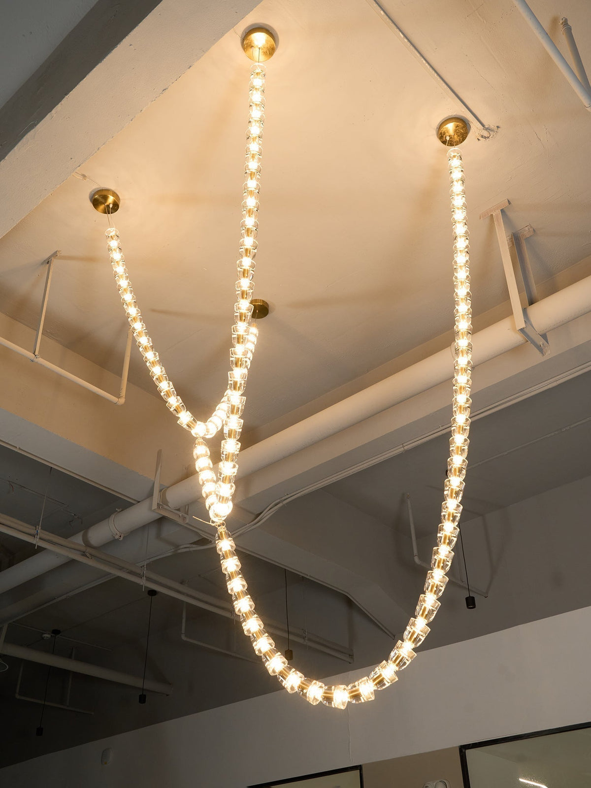 Celio Lustre Cristal Doré LED 3-Lignes