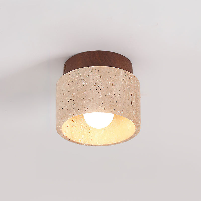 Rilon Sqaure&Round Ceiling Light Black& Yellow Travertine-Neutral Decor